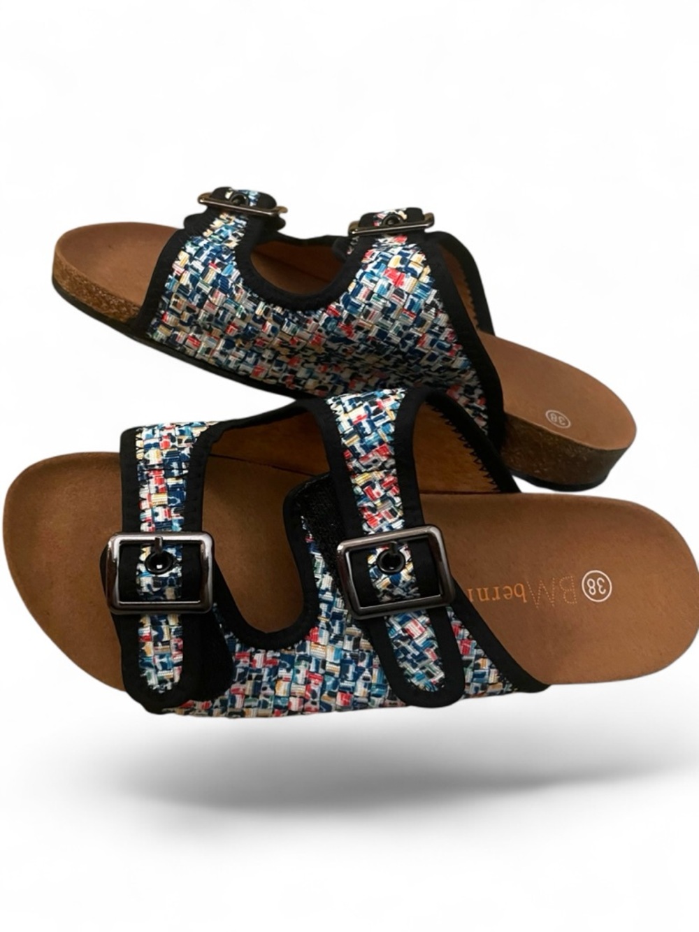 New Bernie Mev Sunset Pixel Colorful Slides EU 38 US 7 Birkenstock Style Sandals